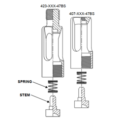 OPEN SPRING LOADED ASSEMBLY (407, 423)