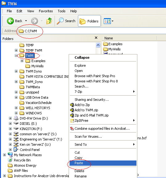 Copy TWM files from a laptop